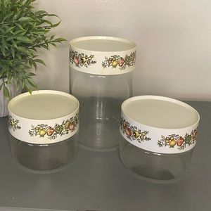 Vintage Pyrex See and Store Spice Of Life Stackable Canister Jars -Set Of 3